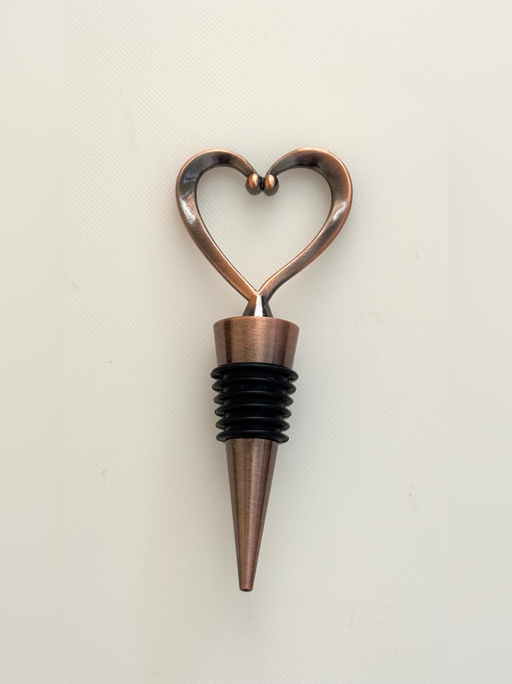 Heart-Shaped Bronze Wine Stoppers - Set of 4 - Picture 2 of 4